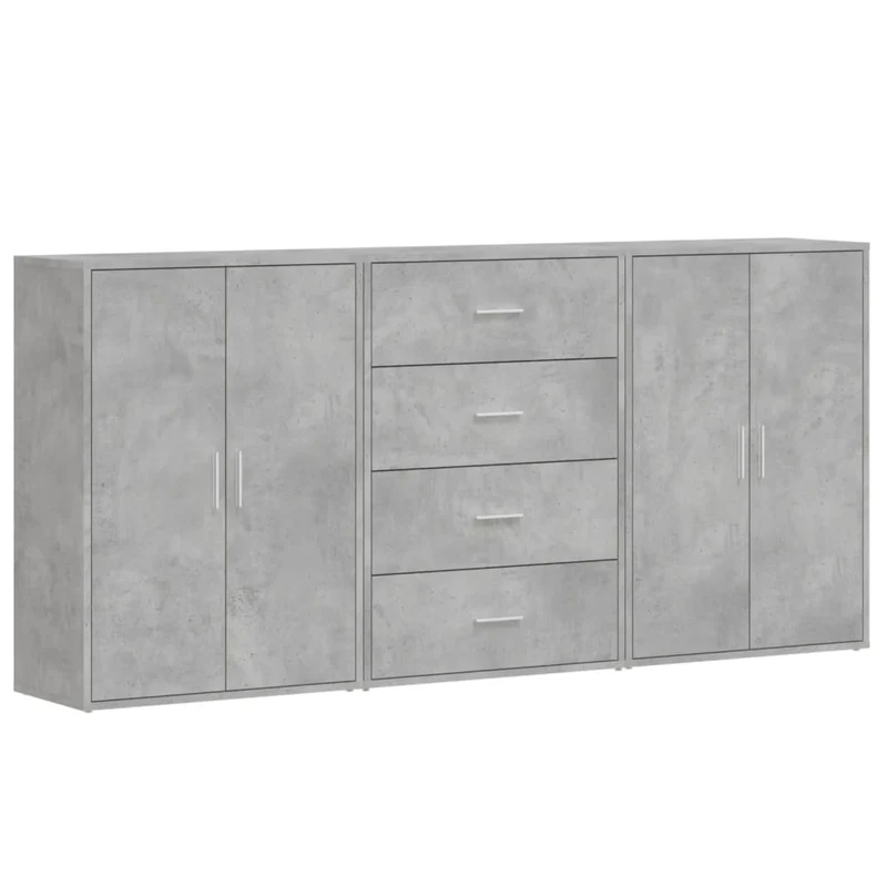 Buffet bahut commode armoire meuble de rangement organisateur cuisine salle de séjour salons 3 pcs 60 x 31 x 84 cm bois d'ingénierie gris 02_0037116