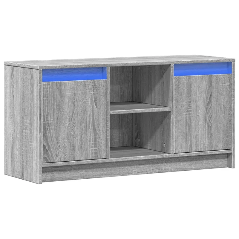 Meuble TV multimédia étagère télévision buffet téléviseur salle à manger salon chambre avec LED sonoma 100 x 34 x 50 cm bois d'ingénierie gris 02_0026495