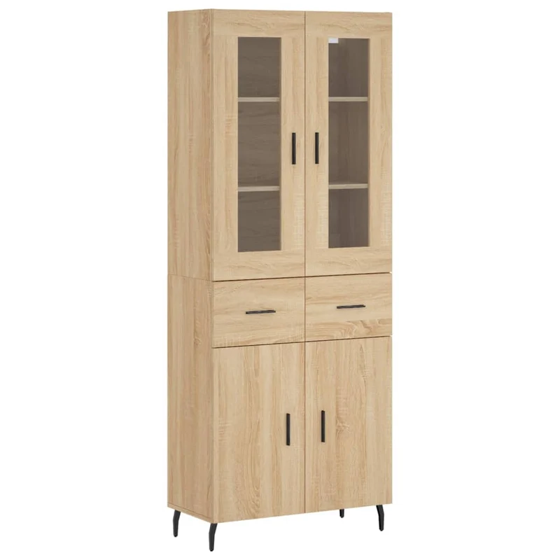 Buffet bahut commode armoire meuble de rangement organisateur cuisine salle de séjour salon haut sonoma 69,5 x 34 x 180 cm bois d'ingénierie marron 02_0034193
