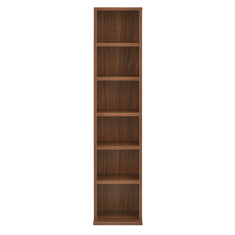 Étagère CD tour CD / DVD Rangement stockage 6 surfaces de stockage 90 x 20 x 20 cm MDF mélaminé effet noyer 03_0001678