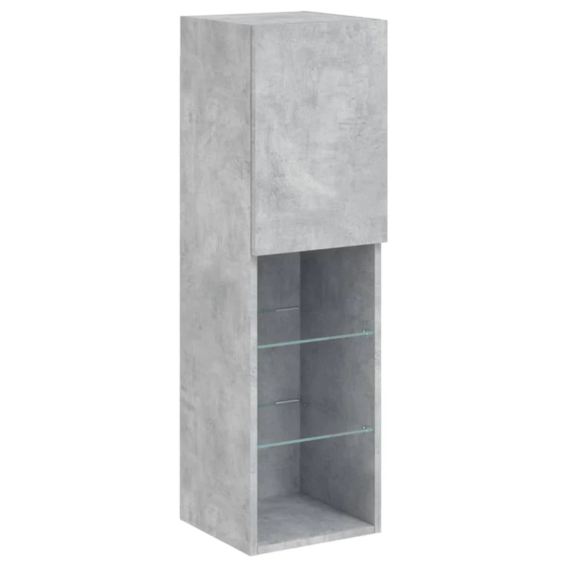Meuble TV multimédia étagère télévision buffet téléviseur salle à manger salon chambre avec lumières LED 30,5 x 30 x 102 cm gris 02_0026585