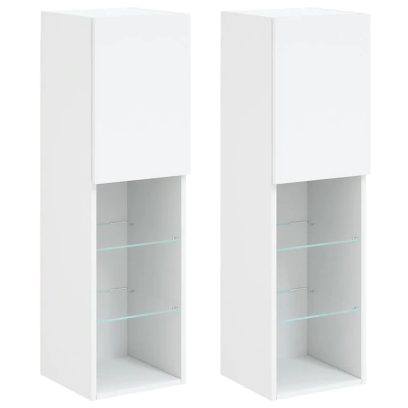 Meubles TV multimédia étagère télévision buffet téléviseur salle à manger salon chambre avec lumières LED 2 pièces 30,5 x 30 x 102 cm blanc 02_0028831