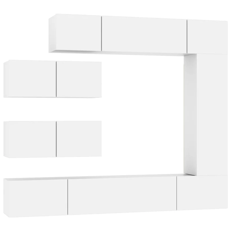 Ensemble de meubles armoire buffet TV télévision salon chambre séjour 7 pièces bois d'ingénierie blanc 02_0025156