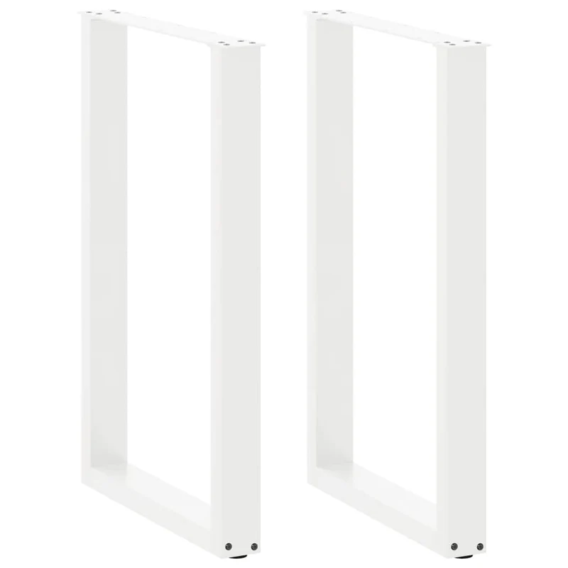 Lot de 2 pieds de table de bar en U 60 x 90 cm design moderne avec niveleurs réglables en acier blanc 02_0057465