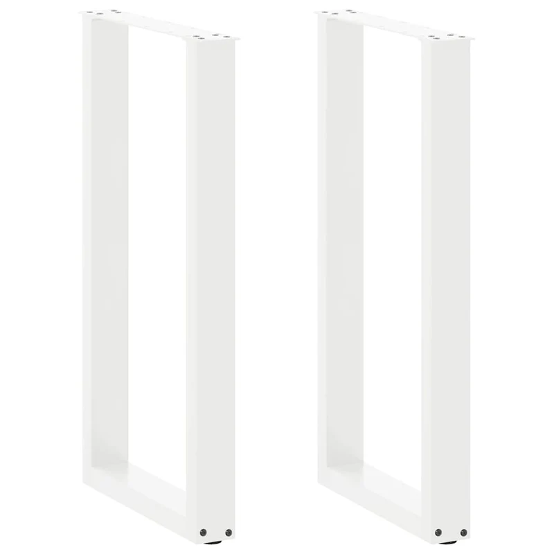 Lot de 2 pieds de table de bar en U réglables 50 x 90-91 cm design moderne en acier blanc 02_0057461