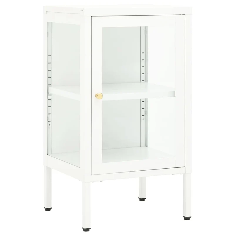 Buffet bahut commode armoire meuble de rangement organisateur cuisine salle de séjour salon 38 x 35 x 70 cm métal et verre blanc 02_0029574