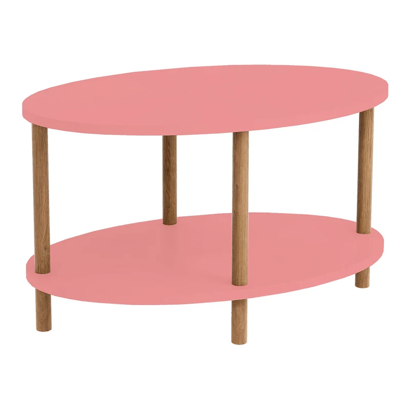 Table basse console d'appoint ovale 43 x 70 x 44 cm rose naturel 03_0010828