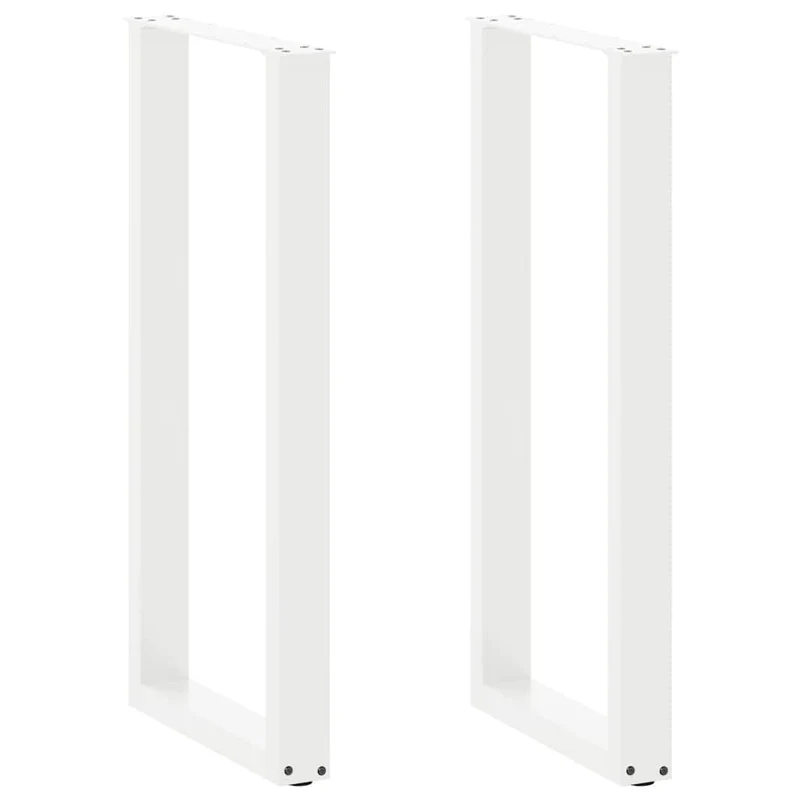 Lot de 2 pieds de table de bar en U ajustables 40 x 100-101 cm esthétique moderne finition mate en acier blanc 02_0057469