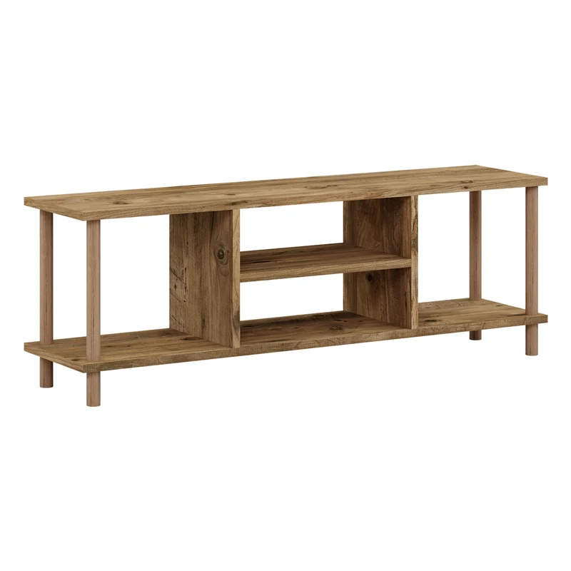Meuble TV avec espace de rangement 43 x 120 x 29 cm effet bois 03_0007885