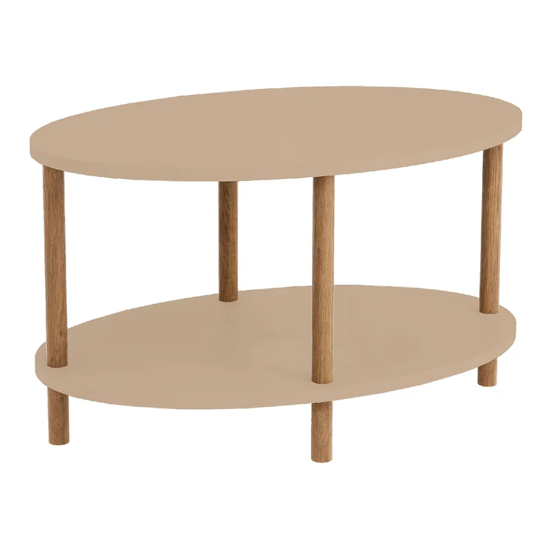 Table basse console d'appoint ovale 43 x 70 x 44 cm cappuccino naturel 03_0010826