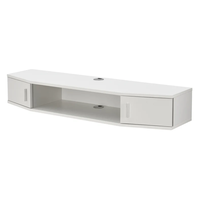 Étagère design intemporel salon chambre meuble de rangement murale pour TV 18 x 110 x 30 cm blanc 03_0011275