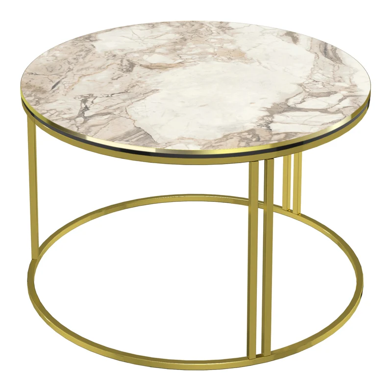 Table basse ronde 50 x 80 cm marbre blanc or 03_0008424