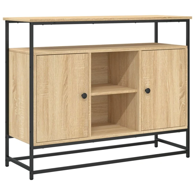 Buffet bahut commode armoire meuble de rangement organisateur cuisine salle de séjour salon sonoma 100 x 35 x 80 cm bois d'ingénierie marron 02_0031463