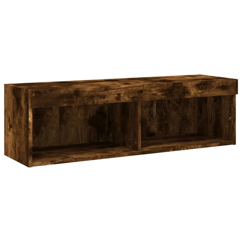 Meuble TV multimédia étagère télévision buffet téléviseur salle à manger salon chambre avec lumières LED chêne fumé 100 x 30 x 30 cm brun 02_0026711