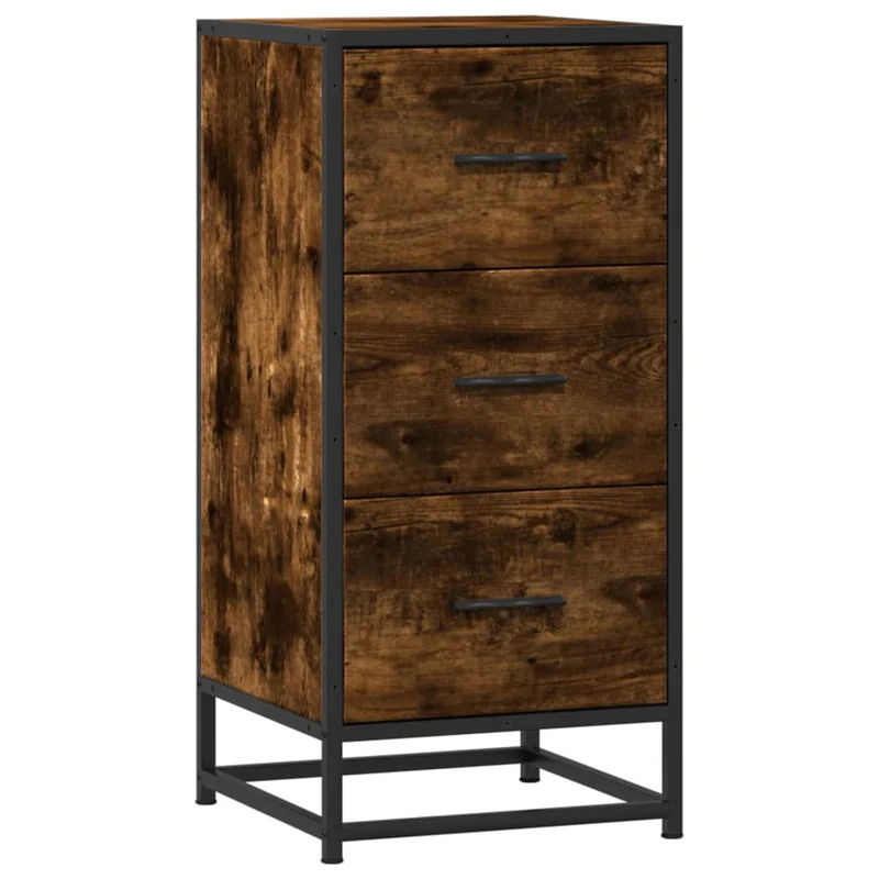 Buffet bahut commode armoire meuble de rangement organisateur cuisine salle de séjour salon 35,5 x 35 x 76 cm bois d'ingénierie et métal marron 02_0030930