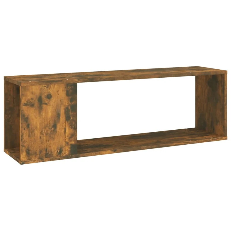 Meuble TV multimédia étagère télévision buffet téléviseur salle à manger salon chambre chêne fumé 100 x 24 x 32 cm bois d'ingénierie brun 02_0027254