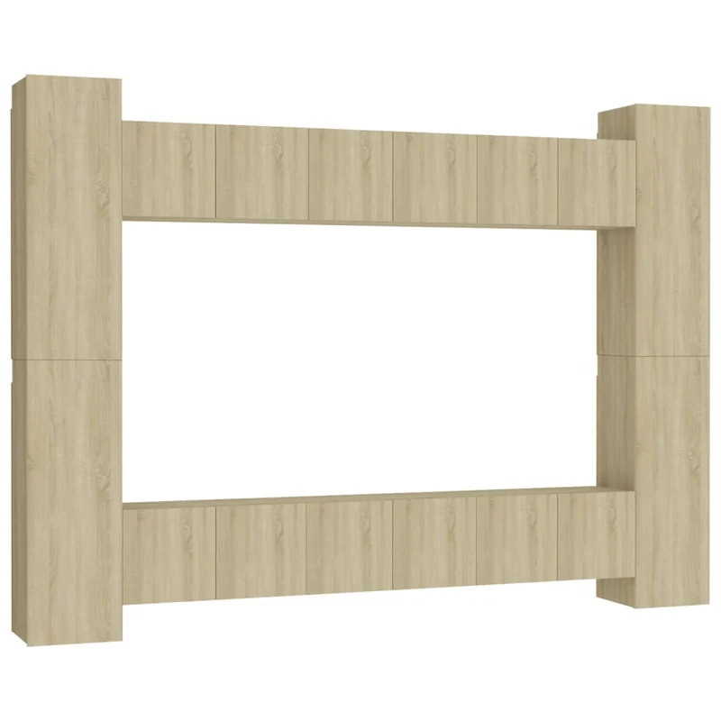 Ensemble de meubles armoire buffet TV télévision salon chambre séjour 10 pièces chêne sonoma bois d'ingénierie brun 02_0024358