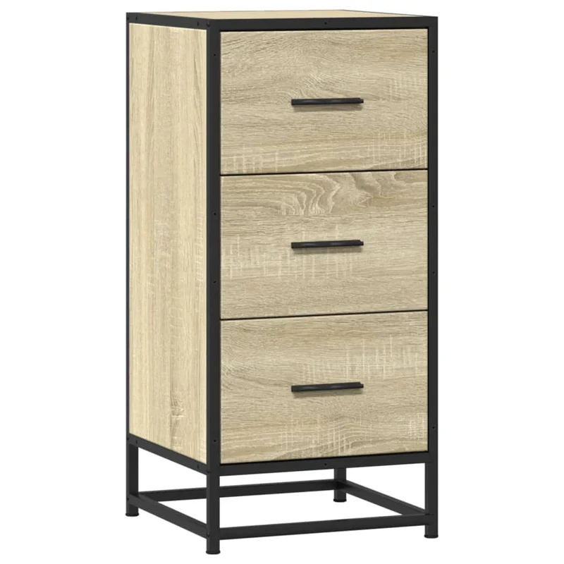 Buffet bahut commode armoire meuble de rangement organisateur cuisine salle de séjour salon sonoma 35,5 x 35 x 76 cm bois d'ingénierie et métal marron 02_0031556