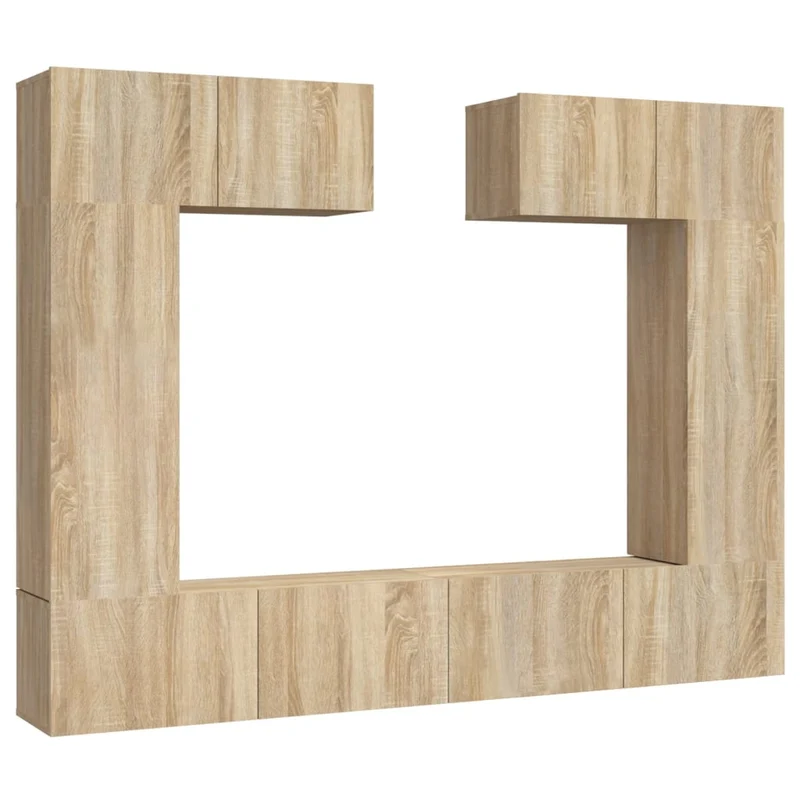 Ensemble de meubles armoire buffet TV télévision salon chambre séjour 6 pièces chêne sonoma bois d'ingénierie brun 02_0025118