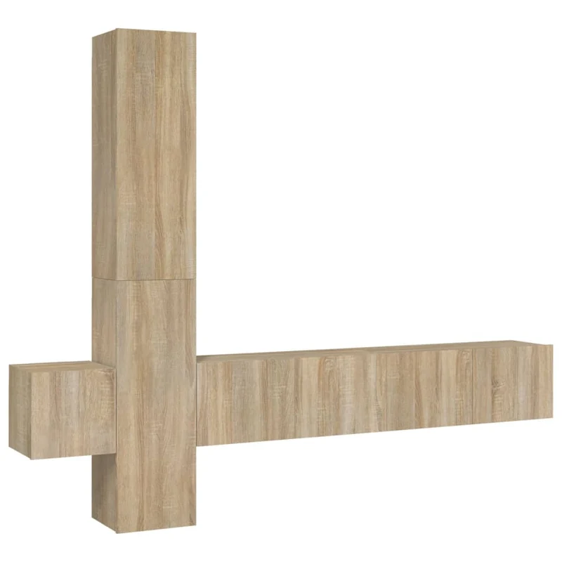 Ensemble de meubles armoire buffet TV télévision salon chambre séjour 5 pièces chêne sonoma bois d'ingénierie brun 02_0024979