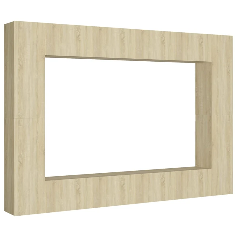 Ensemble de meubles armoire buffet TV télévision salon chambre séjour 8 pièces chêne sonoma bois d'ingénierie brun 02_0025306
