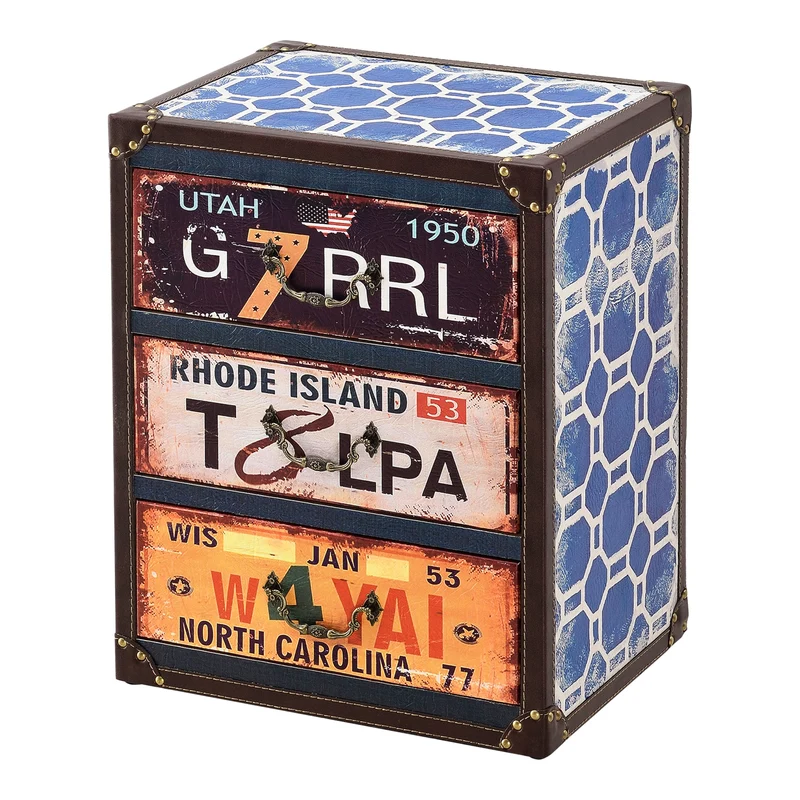 Commode stylée meuble de rangement pratique avec 3 tiroirs 50 x 40 x 30 cm multicolore 03_0006844