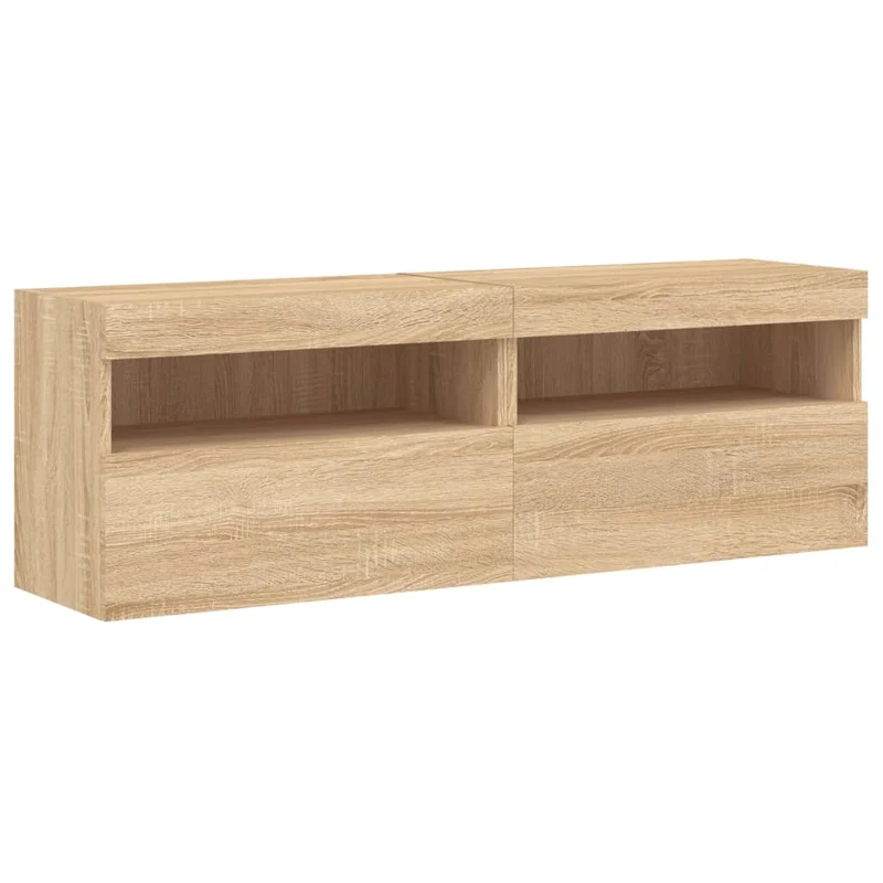 Meubles TV muraux multimédia étagère télévision buffet téléviseur salle à manger salon chambre lumières LED 2 pièces chêne sonoma 60 x 30 x 40 cm brun 02_0029178