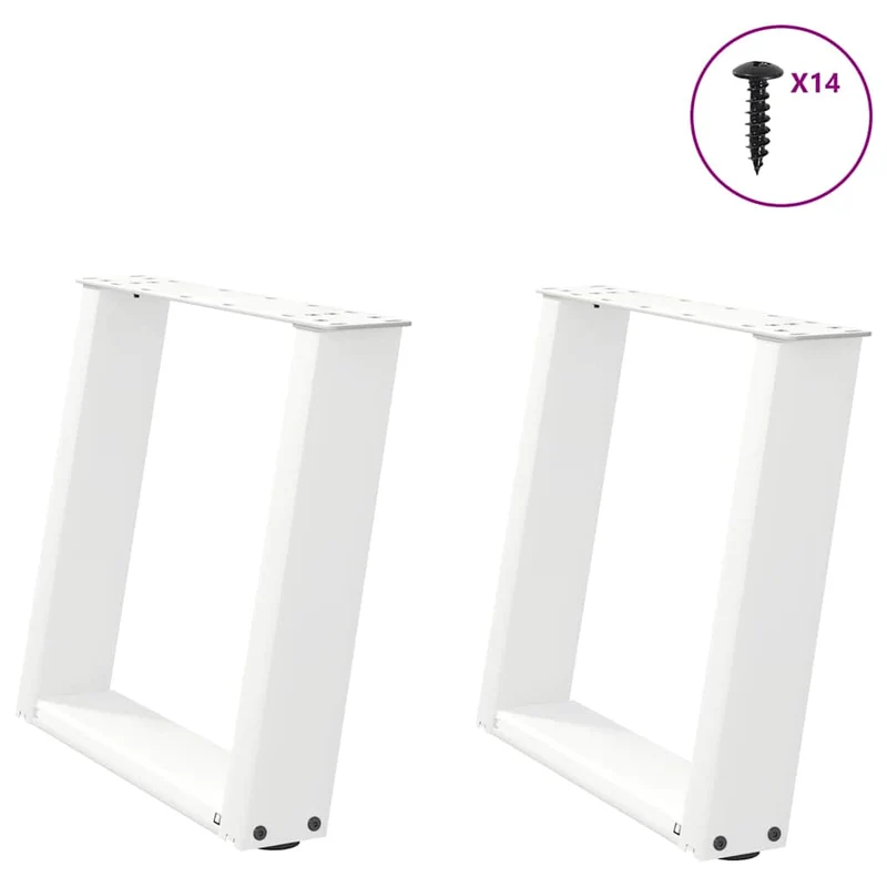 Lot de 2 pieds de table basse en U inclinés adaptables 50 x 42-43 cm en acier blanc 02_0057049