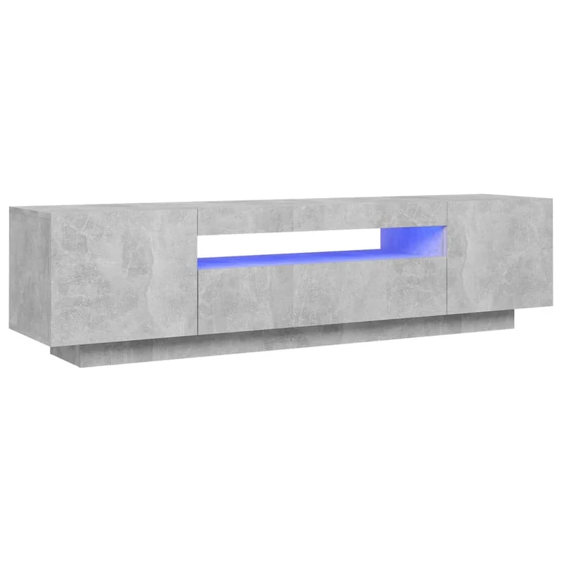 Meuble TV multimédia étagère télévision buffet téléviseur salle à manger salon chambre avec lumières LED 160 x 35 x 40 cm gris 02_0026537