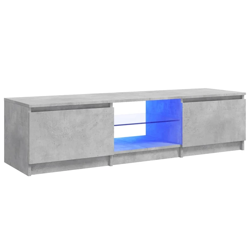 Meuble TV multimédia étagère télévision buffet téléviseur salle à manger salon chambre avec lumières LED 140 x 40 x 35,5 cm gris 02_0026534
