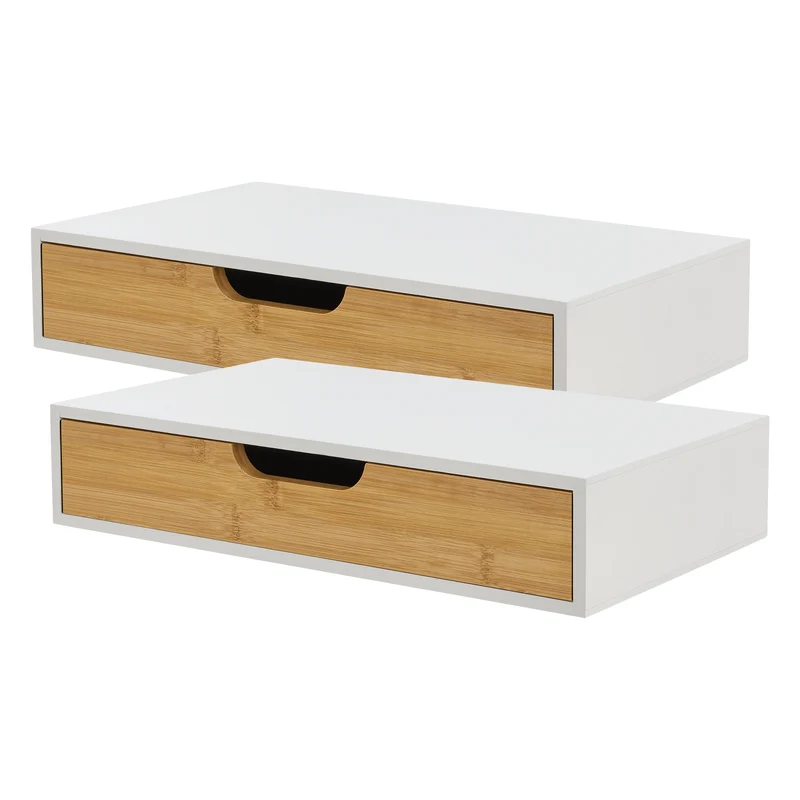 Lot de 2 étagères murales meuble de rangement moderne 40 x 24 x 8 cm blanc 03_0009734