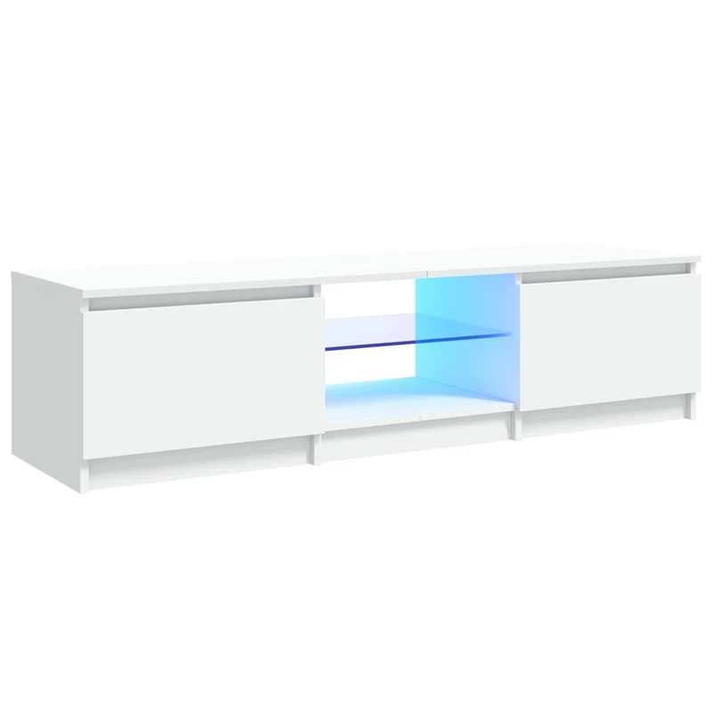 Meuble TV multimédia étagère télévision buffet téléviseur salle à manger salon chambre avec lumières LED 140 x 40 x 35,5 cm blanc 02_0026533