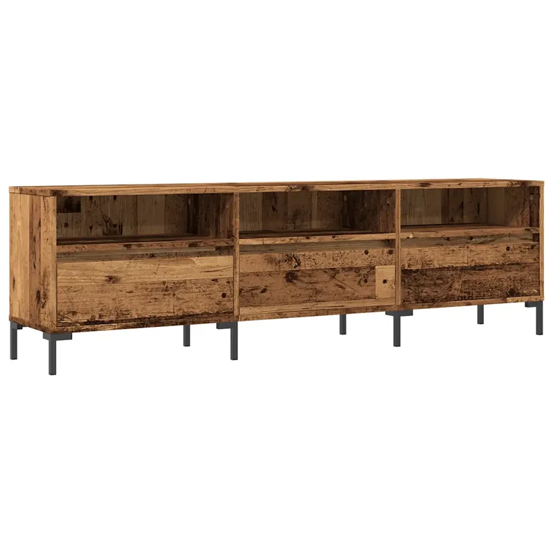 Meuble TV vintage avec espace de rangement 150 x 30 x 44,5 cm en bois d'ingénierie vieux bois 02_0051070