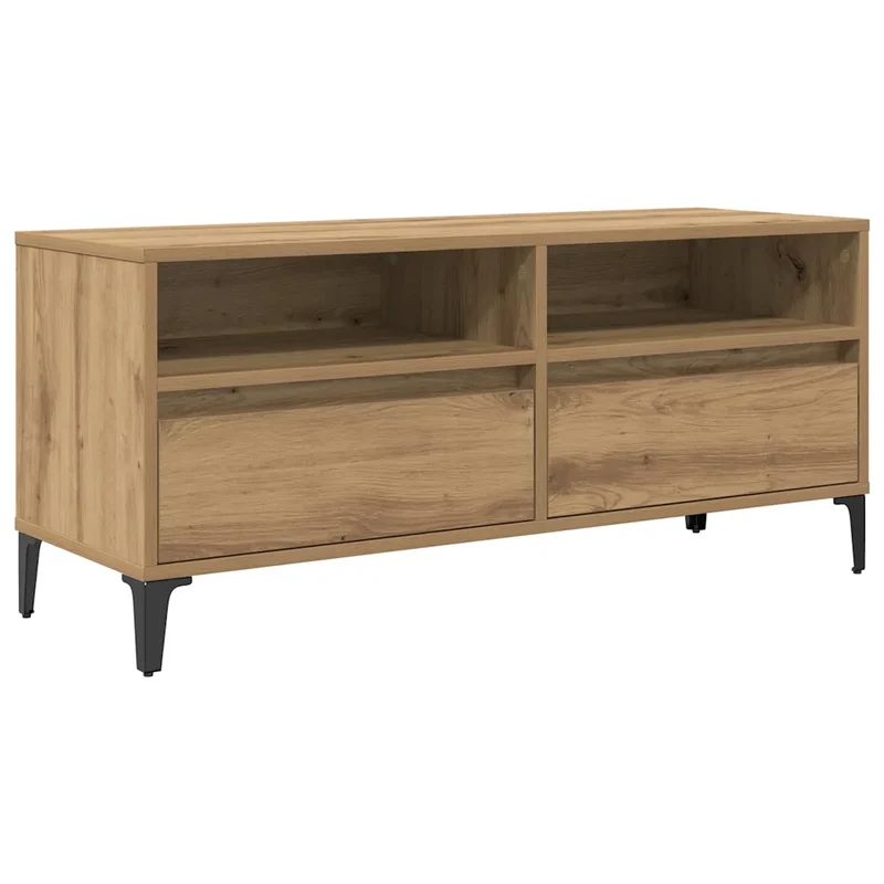 Meuble TV avec tiroir 100 x 34,5 x 44,5 cm espace de rangement design rustique en bois chêne artisanal 02_0052740