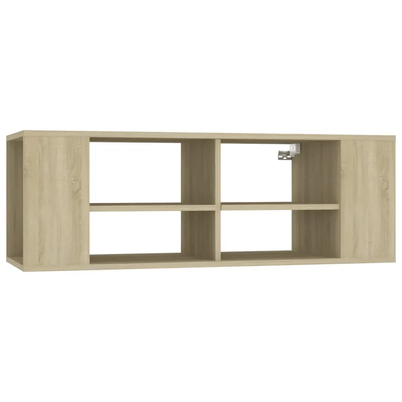 Meuble TV mural avec étagères ajustables moderne 102 x 35 x 35 cm en bois d'ingénierie chêne sonoma 02_0047864