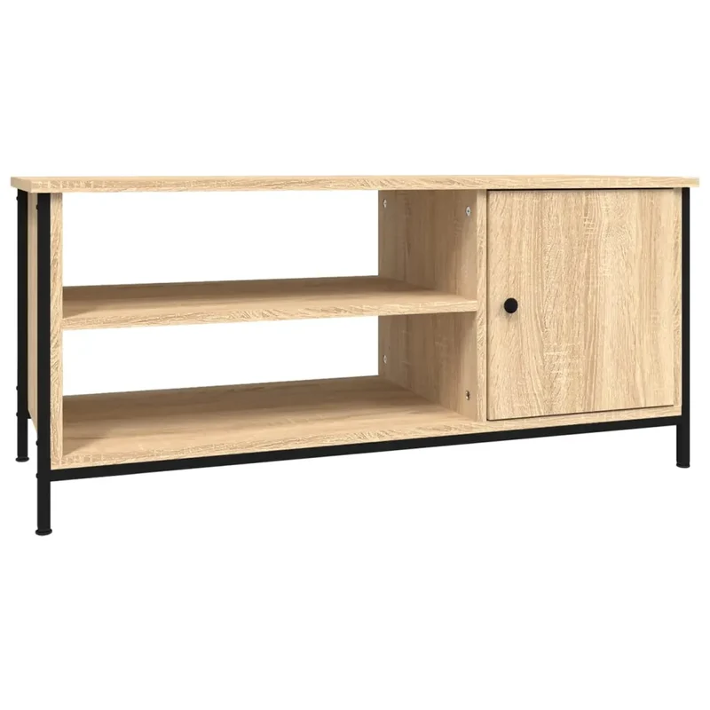 Meuble TV moderne avec rangement pratique 100 x 40 x 45 cm en bois d'ingénierie chêne sonoma 02_0048527