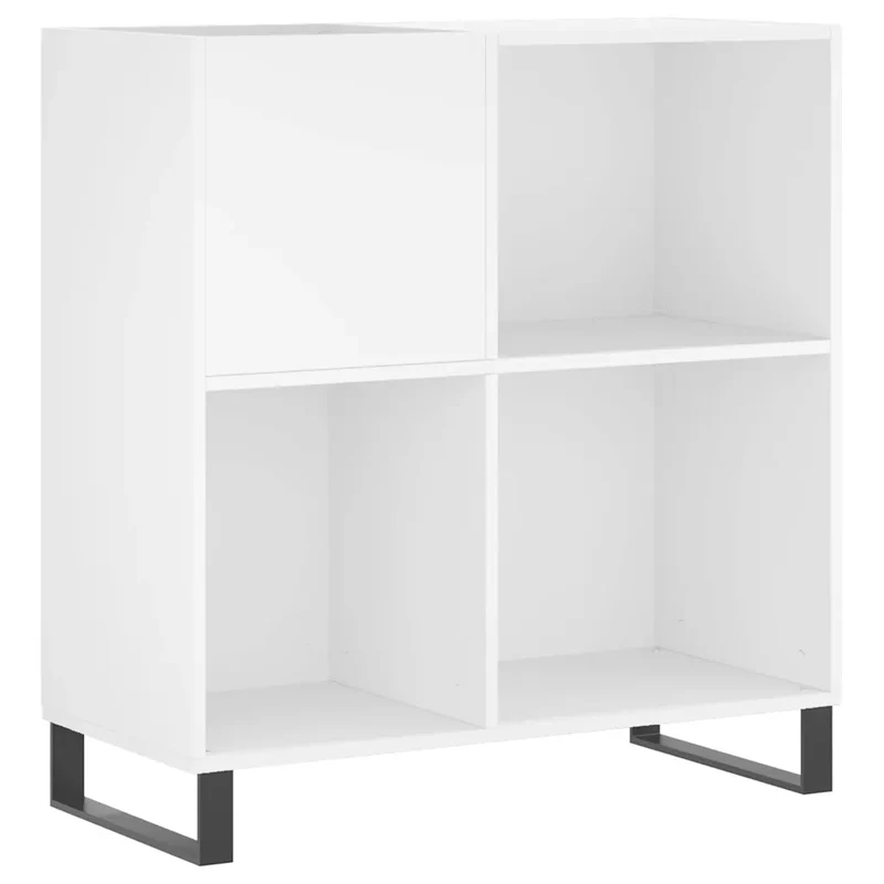 Armoire à disques classique 84,5 x 38 x 89 cm grand espace de rangement style industriel en bois d'ingénierie blanc 02_0049175