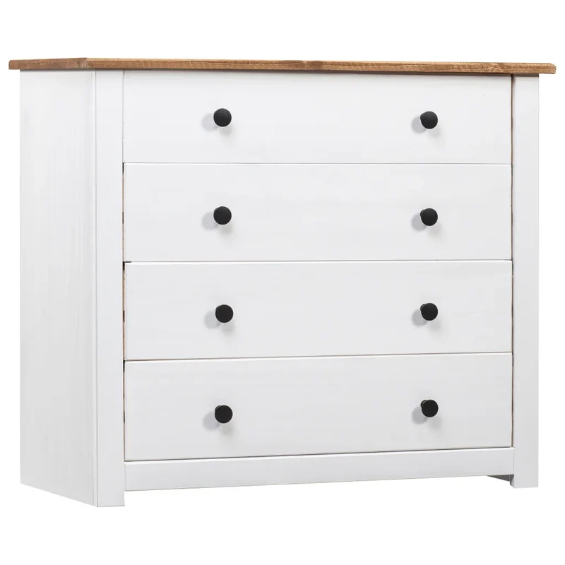 Armoire latérale pratique avec support téléphone 80 x 40 x 73 cm en bois de pin blanc 02_0046450