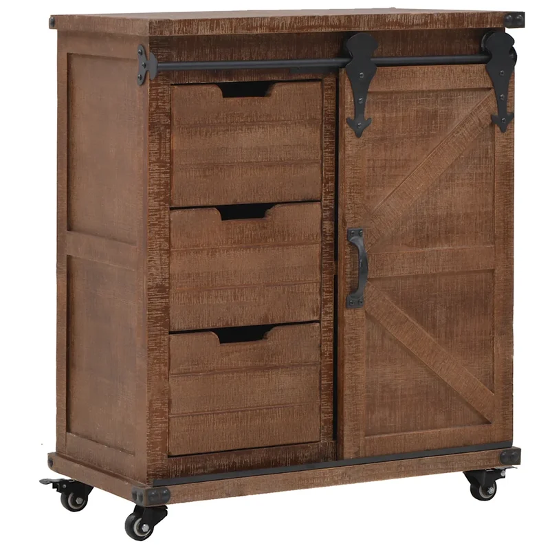 Armoire de rangement classique vintage buffet bas 64 x 33 x 75 cm en bois de sapin massif marron 02_0046299
