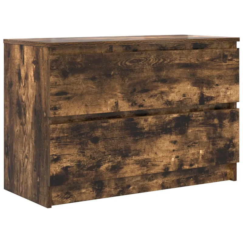 Meuble TV avec grand espace de rangement 80 x 35 x 54 cm moderne salon finition mate en bois d'ingénierie chêne fumé 02_0051738