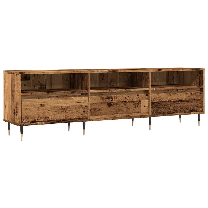 Meuble TV vieux bois avec grand espace de rangement 150 x 30 x 44 cm style moderne en bois d'ingénierie marron 02_0051066