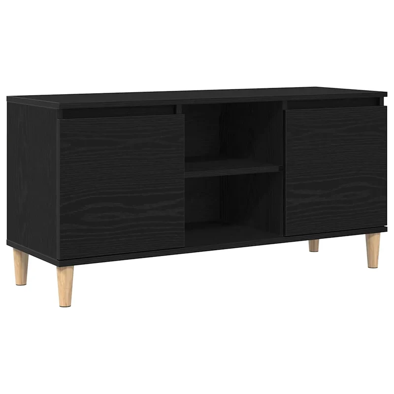 Meuble TV rectangulaire élégant moderne 102 x 35 x 50 cm en bois d'ingénierie chêne noir 02_0051898