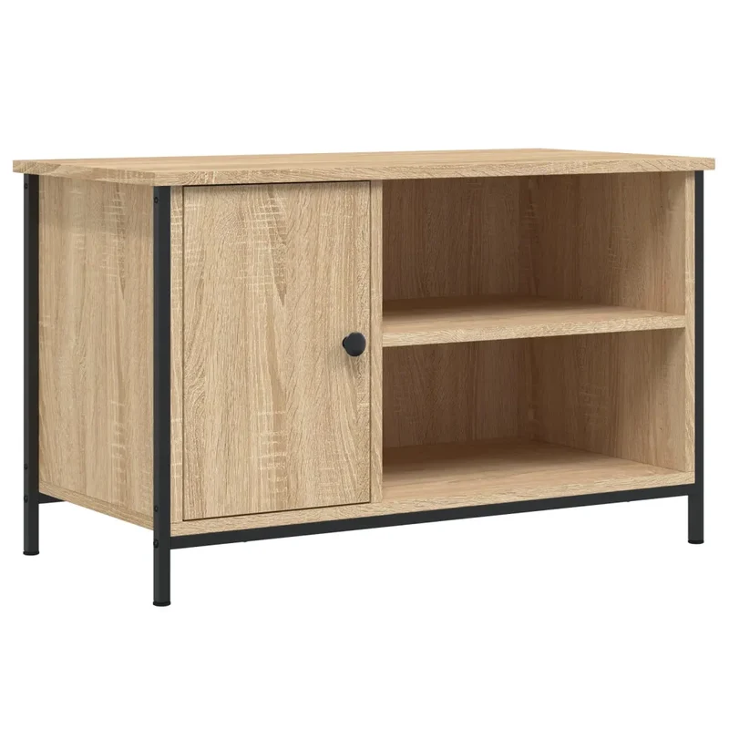 Meuble TV classique avec rangement ouvert pour intérieur moderne 80 x 40 x 50 cm en bois d'ingénierie chêne sonoma 02_0049261