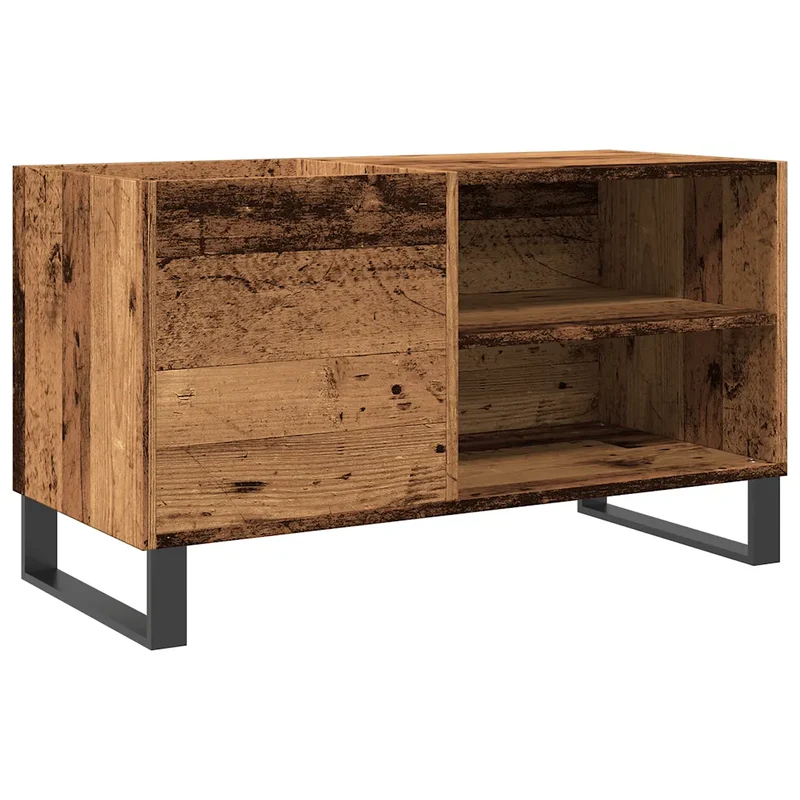 Armoire à disques vintage bois 84,5 x 38 x 48 cm grand espace de rangement style industriel en bois vieux 02_0051124