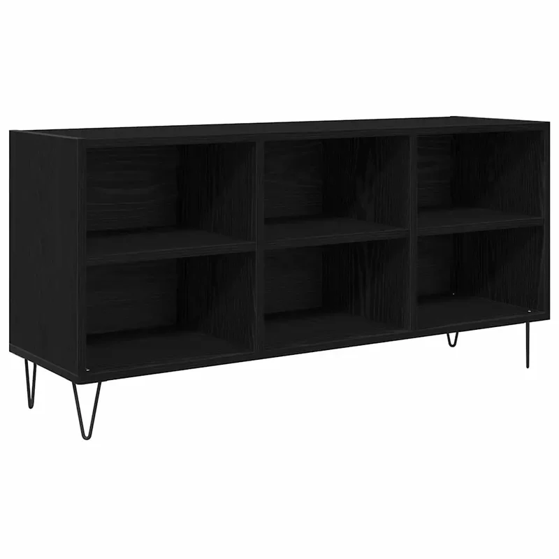Meuble TV design moderne rectangulaire 103,5 x 30 x 50 cm avec rangement pratique en bois d'ingénierie noir 02_0052756