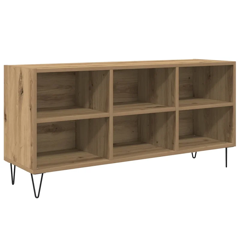 Meuble TV rectangulaire moderne avec rangement pratique 103,5 x 30 x 50 cm en bois d'ingénierie chêne artisanal 02_0052755