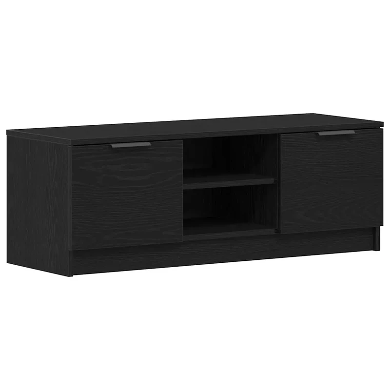 Meuble TV moderne chic avec étagères réglables 102 x 32 x 35 cm en bois d'ingénierie noir 02_0051917