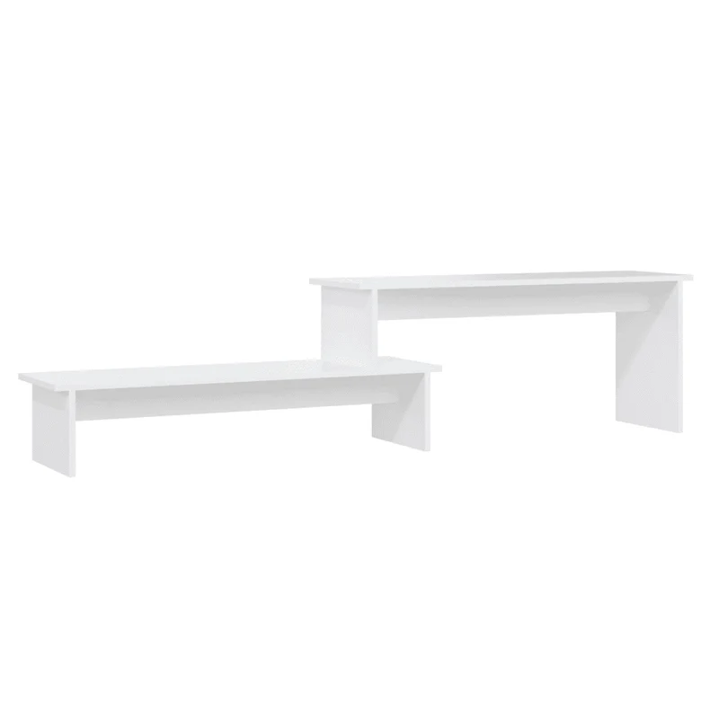 Meuble TV style industriel pratique réglable 180 x 30 x 43 cm en aggloméré blanc 02_0047866