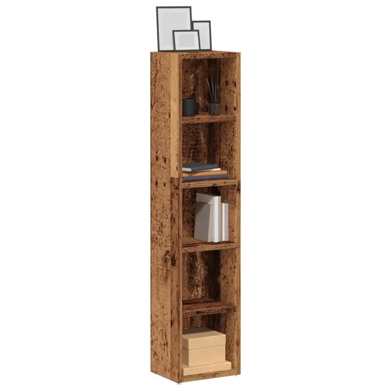 Lot de 2 armoires à CD modernes espace de rangement 21 x 16 x 93 cm en bois d'ingénierie vieux bois 02_0050684