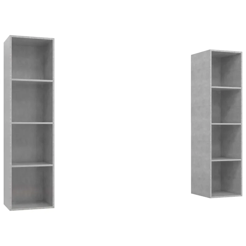 Lot de 2 meubles TV muraux pratiques 37 x 37 x 142,5 cm en bois d'ingénierie gris béton 02_0055117